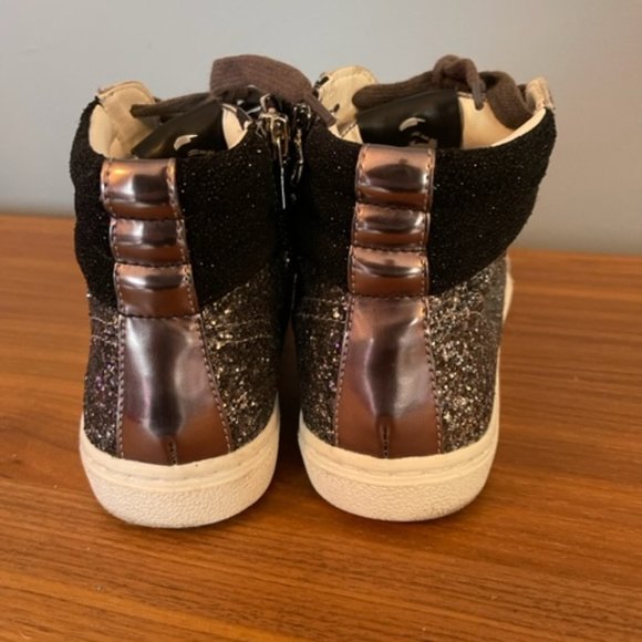 Steve Madden Leather Glitter Hightop Sneakers Size 8 - Picture 6 of 8